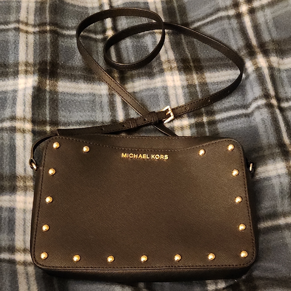 Michael Kors Black Bag with Gold Accents